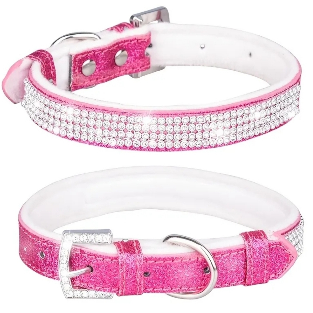 VELVET RHINESTONE 🐱💎🐶 Cat & Dog Pink Sparkle & Rhinestone Studded Collar NWT